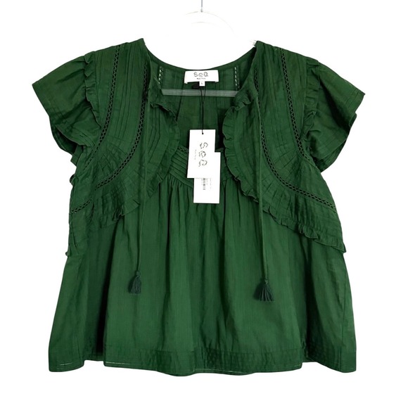 NWT Sea NY Renata Flutter Sleeve Top L - Picture 5 of 9